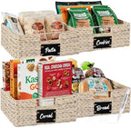 Best Choice Products Set of 4 13x12in Water Hyacinth Pantry Baskets, Woven Organizers w/Chalkboard Label, Chalk Marker - White by BestChoiceProducts
