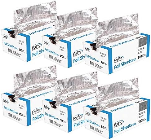 ForPro Professional Collection Embossed Foil Sheets 900S, Aluminum Foil, Pop-Up Dispenser, for Hair Color Application and Highlighting, Food Safe, 9” W x 10.75” L, 500-Count (Pack of 6) by ForProProfessionalCollection
