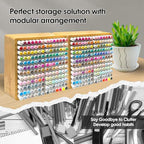Marker Organizer for 168 Markers,Bamboo Wooden Desk Storage Organizer Rack,Markers Pens Pencils Art Brushes Storage Holder for Home Classroom Office Decor. - Image 6