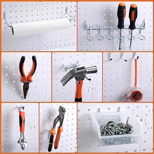 Zubebe 106 Pcs Pegboard Hooks Assortment with Bins, Silver, Clear - Image 6