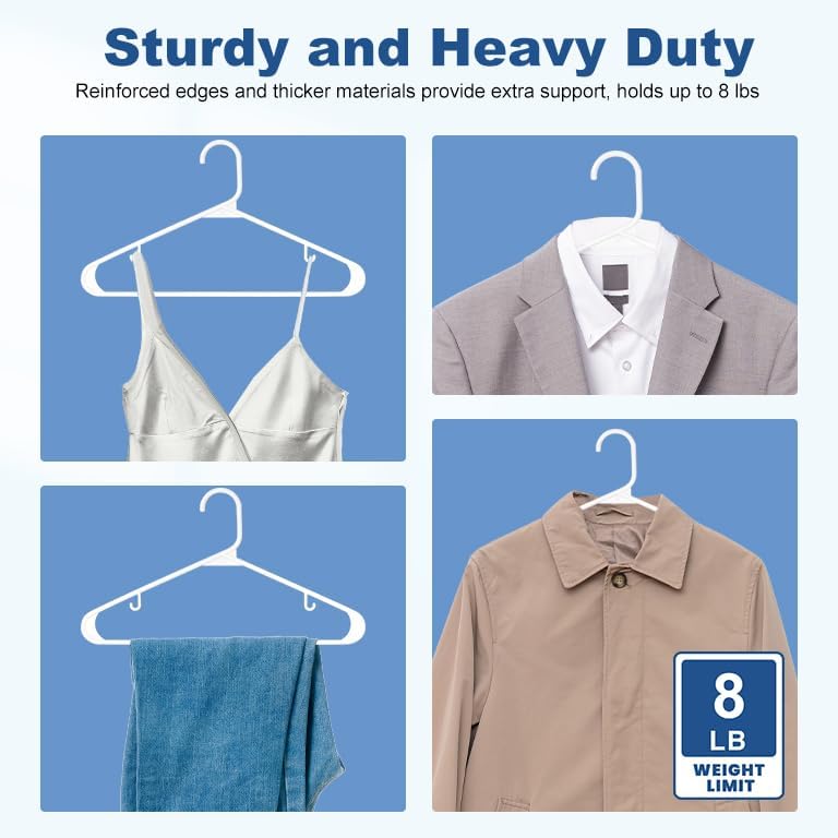 HOUSE DAY White Plastic Hangers 500 Pack, Slim Space-Saving Clothes Hangers - Image 5