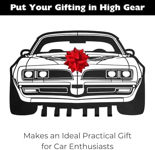 MOOH Metal Automotive Key Holder with 6 Hooks - Unique Wall Mounted Car Lovers Gifts for Men & Women - Cool Man Cave Decor (Pontiac Firebird 1977, Black) - Image 5