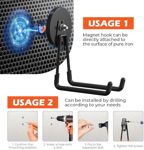 4 PCS Large Strong Magnetic Hooks Heavy Duty, 3.5in Ndfeb Magnet with Hooks, Heavy Duty Storage Utility Magnetic Holder, Magnetic Storage Hooks with Anti-Slip Coating for Indoor Outdoor Garage Hanging - Image 7