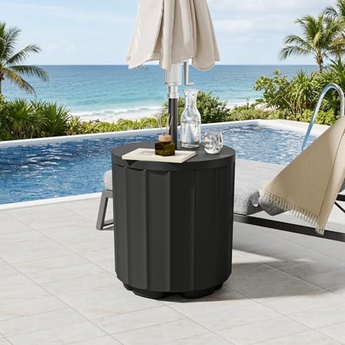 Outdoor Umbrella Table, Side Table Umbrella Stand, 2 Pack, Black - Image 2