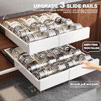 Seinloes Pull Out Cabinet Organizer,4-Side Expandable to Maximize Cabinet Space,Slide Out Drawers with 3 Rail Design,Roll Out Shelf with Raising Pad for Framed Cabinet,13"-21"W x 17"-24"D,White,4 Pack - Image 3