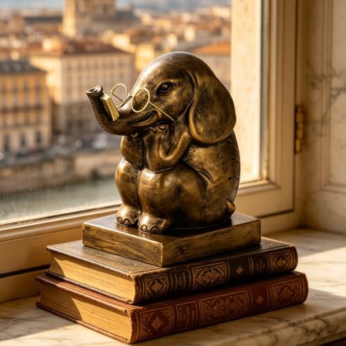 Bookends, Resin Book Ends for Shelves, Heavy Duty Decorative Vintage Bookends, Creative Book Stopper Holder Decor for Desk Home Office, Gifts (Elephant) - Image 6
