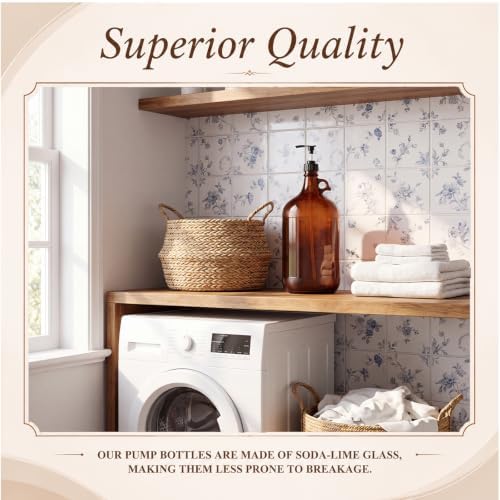 135oz Amber Glass Pump Dispenser Bottle for Laundry Detergent - Image 4
