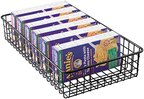 mDesign Wide Wire Storage Basket for Kitchen, Pantry, Cabinet - Pack of 2, Matte Black ? - Image 6