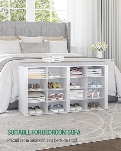 Hzuaneri Shoe Storage Bench with Cushion, Entryway 16-Cubby Shoe Rack - Image 3