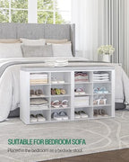 Hzuaneri Shoe Storage Bench with Cushion, Entryway 16-Cubby Shoe Rack - Image 3