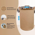 58L Cotton Woven Laundry Hamper,Foldable Laundry Basket for Blankets,Pillows,Toys,Shoes Tall CLothes Hamper Laundry Bin Light Brown 20''H 15''D - Image 3