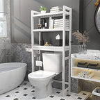Homykic Over The Toilet Storage, 3-Tier Bamboo Bathroom Shelf, White - Image 2