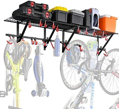 PLKOW Garage Wall Shelving with Bike Hooks, Adjustable Storage Rack by PLKOW