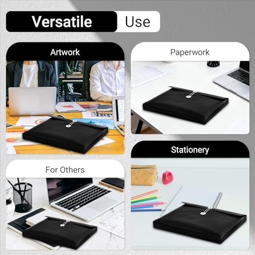Plastic Expandable Envelopes Files Document Folders, for Letter A4 Size, with String Tie Closure - 1-1/4 Inch Expansion - for School Office & Home (Black, Horizontal) - Image 6