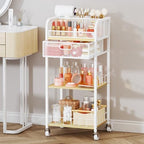HapiRm Makeup Organizer Storage Cart - Floor Skincare Make Up Organizers with 4 Drawers, Rolling Makeup Cart Vanity Organizer Cosmetics Display Cases Holder for Skin Care Nail Polish Pure White - Image 2