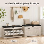 39" Shoe Storage Bench with Seat Cushion, Wood, Ash White - Image 5