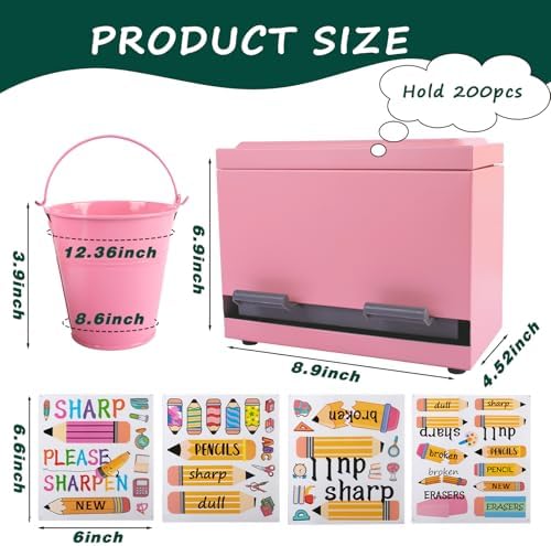 Pencil Dispenser Kit for Classroom Stainless Steel Straw Dispenser for Pencils Metal Pen Holder Letter Sticker Bulk Teachers Classroom Supplies Storage - Image 2