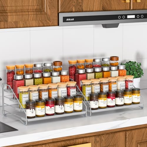 2 Pack Spice Rack Organizer for Cabinet, Depth Adjustable 4 Tier Spice Rack - Image 7
