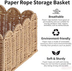 Scalloped Basket, Wicker Storage Baskets, Hand Woven Baskets for Shelves,Natural Baskets for Organizing (S+M) - Image 2