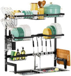 Over The Sink Dish Drying Rack,Expandable Length 3-Tier Large Stainless Steel Over The Sink Dish Rack with 6 Baskets, Utensil Holder Dish Drainers for Kitchen Counter - Image 3