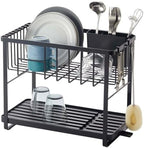 YAMAZAKI Home Tower Two-Tier Adjustable Dish Drainer Rack, Compact Drying Rack with Hooks, Utensils Holder - Steel - by Unknown