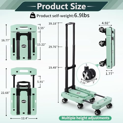 GtIiFmTe Foldable Hand Truck, Lightweight Luggage Cart for Airport Car Seat - Image 2