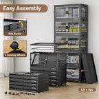BROVIEW 90Gal Stackable Storage Bins with Lids Foldable Boxes,Black,3Pack - Image 3