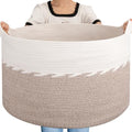 OIAHOMY 125L Extra Large Blanket Basket, Jumbo Cotton Laundry Basket Brown by MasterofSpaceOptimization