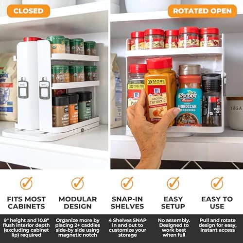 Cabinet Caddy SNAP! Spice Rack Organizer for Cabinet, 4 Adjustable Shelves - Image 3