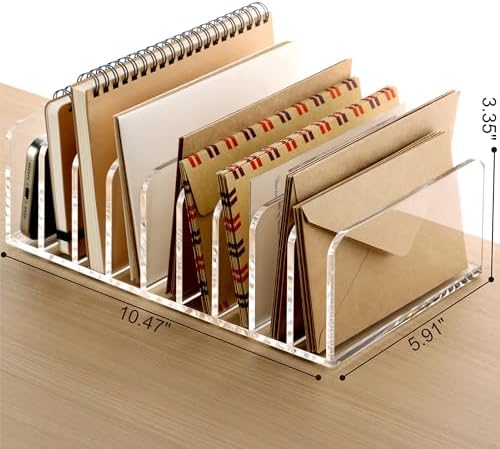 SANRUI Clear Desk Mail Organizer, 9 Slot Acrylic Office Document Sorter - Image 2