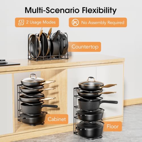 ORDORA 5-Tier Pot and Pan Organizer 13.6", No Assembly Cookware Rack 2-Pack - Image 3