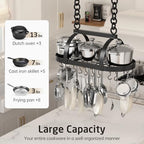 KES Ceiling Pot Rack 34-Inch Hanging Pot Rack for Kitchen Oval Pot and Pan Rack Matte Black Pot Hanger with 20 S Hooks (For 16" and 24" Joist), KUR221S85-BK - Image 2
