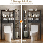 Housolution 7 Tier Over the Toilet Storage with 2 Drawers, Rustic Brown - Image 5
