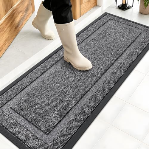 OLANLY Front Door Mat Outside 47x17, All-Season Heavy-Duty Rubber Doormat by OLANLY