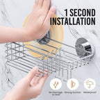 LEVERLOC Shower Caddy Suction Cup, 2 Pack Silver Bathroom Shower Organizer - Image 2