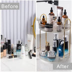shuang qing Rotating Makeup Organizer for Vanity, High-Capacity Skincare Clear Make Up Storage Perfume Organizers Cosmetic Dresser Organizer Countertop 360 Spinning (Clear, 2 Tier) - Image 4