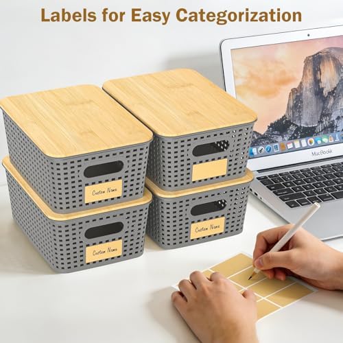 Stackable Storage Baskets: 8 Pack Plastic Baskets Bins, Gray - Image 5