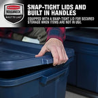 Rubbermaid Roughneck Tote 31 Gal, 3 Pack, Made in USA, Dark Indigo Metallic, Rugged Plastic Stackable Storage Bins with Lids and Handles - Image 3