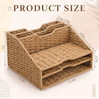 RattanView Desk File Organizer, Woven Mail Organizer Countertop, Paper Rope - Image 3