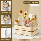 Makeup Organizer with Stackable Drawers, Bathroom Countertop Vanity Organizers and Storage, Ideal for Desk and Dresser, Great for Cosmetics, skin Care, Lipsticks, Nail Care -Cream White - Image 2