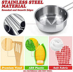 Kids Pretend Play Kitchen Toys Accessories Set, 32pcs Stainless Steel - Image 5