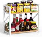 RUILALIFE Kitchen-Countertop-Organizer-Shelf, 2 Tier Coffee Bar Station Organizer for Counter,Wooden Spice Rack Shelf, Space Saving Desk Shelving Riser Unit, Coffee Bar Accessories (Maple, Large) by RUILALIFE