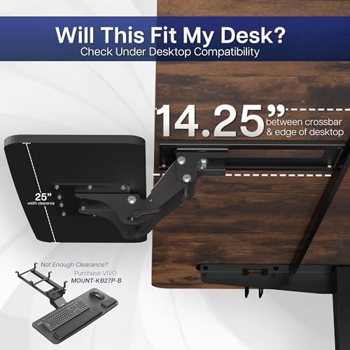 VIVO Black Under Desk 25 x 10 in Keyboard Tray, MOUNT-KB03B - Image 4