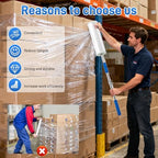 Long Handle Stretch wrap Dispenser - 48 Inch Shrink wrap Pole Heavy Duty Stretch Film Dispenser Pole Holder - Fits 12" to 24" Rolls with 2" to 3" Core -Wrapping Pole for Shrink wrap - Image 3