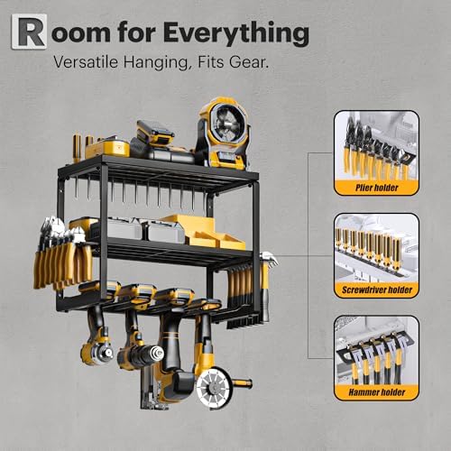 Spampur Power Tool Organizer, 3 Layers 4 Drill Holder Wall Mount - Image 3