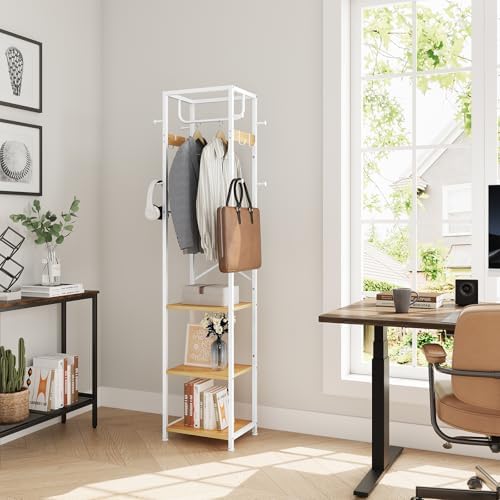 ELYKEN Coat Rack Freestanding, Hall Tree with 3 Shelves and 12 Hooks - Image 5