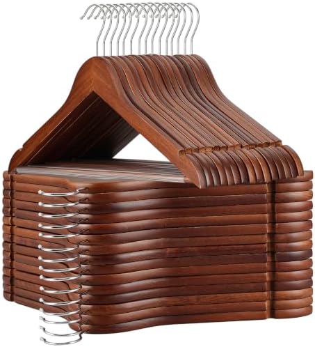 TOPIA HANGER Walnut Wooden Hangers 30 Pack, Heavy Duty Clothes Hangers by TOPIAHANGER
