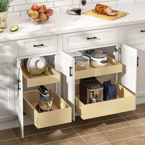 WelFurGeer Soft Close Pull Out Cabinet Organizer, 29" W x 22" D Heavy-Duty Pull-Out Cabinets Drawers, Smooth Slide-Out Shelf for Kitchen Cabinets, Space-Saving Cabinet Organizer with Easy Installation - Image 2