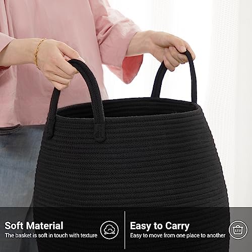 Extra Large Laundry Hamper Basket 105L Woven Blanket Basket, Black - Image 5