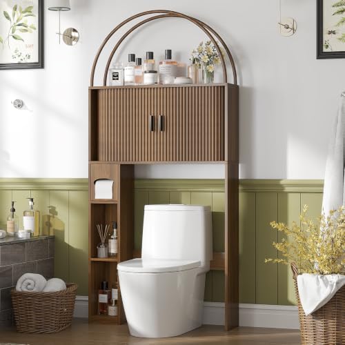 Arched Over The Toilet Storage Cabinet, Bathroom Storage Cabinet, Walnut by TAUXKOI